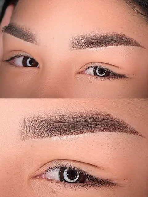 Detalle de cejas con micropigmentación
