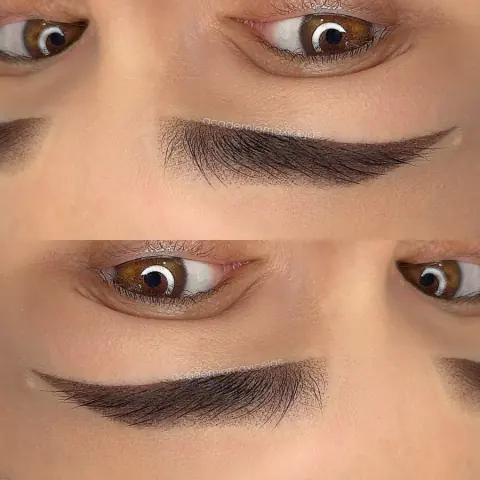 Cejas con micropigmentación pelo a pelo vistas de cerca